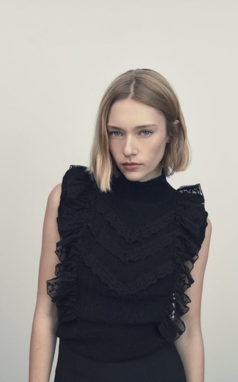 Zara Victorian Sweater Lace Back Whimsygoth Med Boho